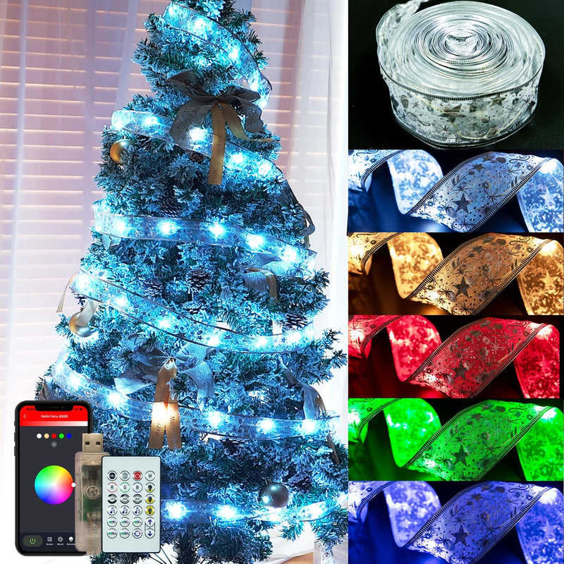 Lphianx Tira de luces inteligentes para árbol de Navidad, 33 pies,...