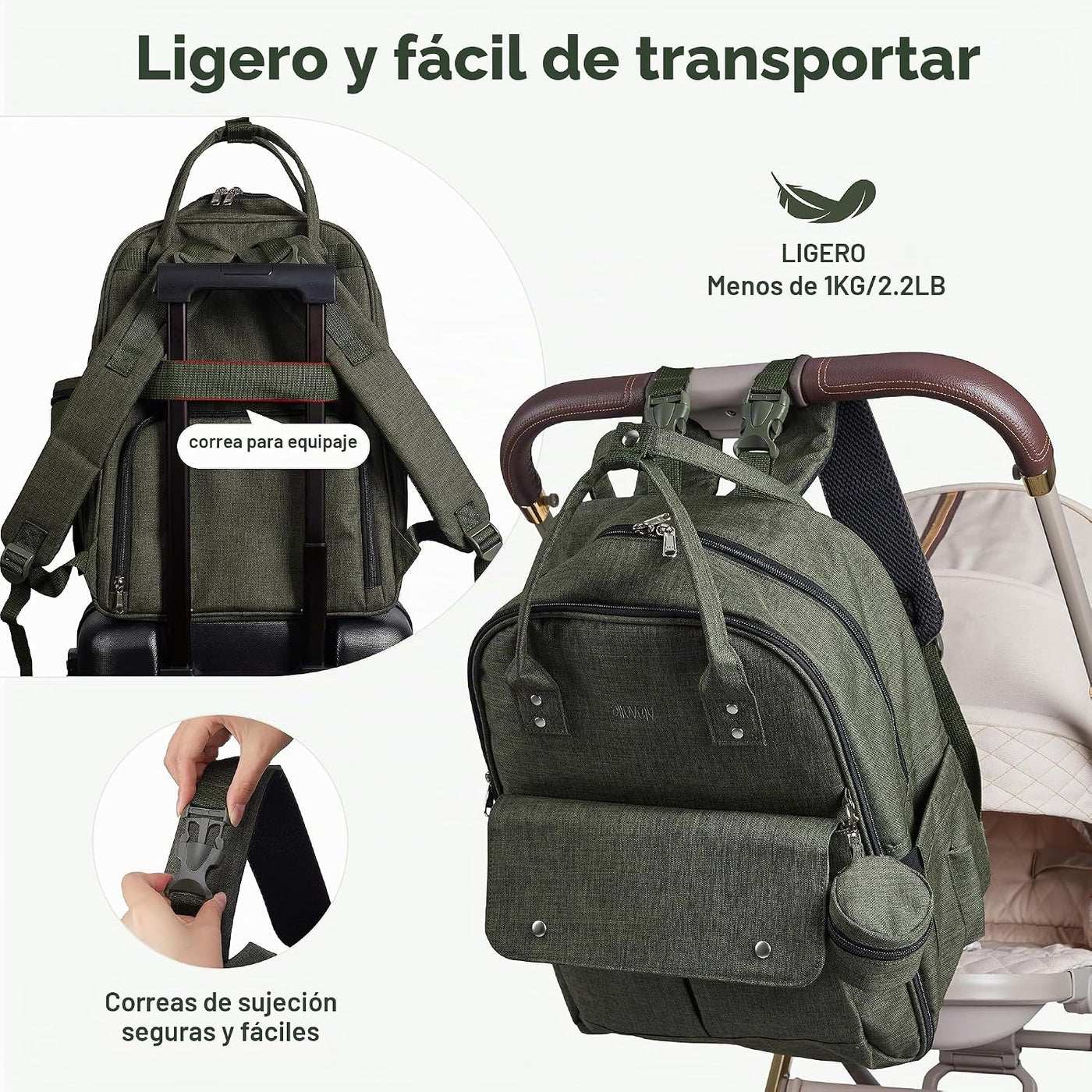 Allovely Mochila moderna para pañales para mamás y papás con bolsil...
