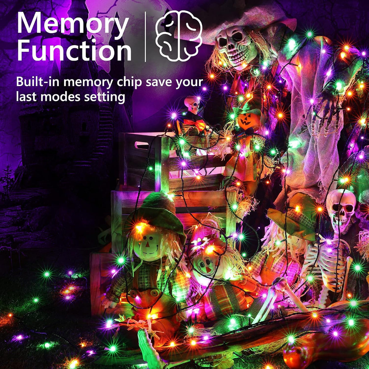 Brizled Mini Luces de Halloween, 78.74 pies 240 Luces de Cadena LED...