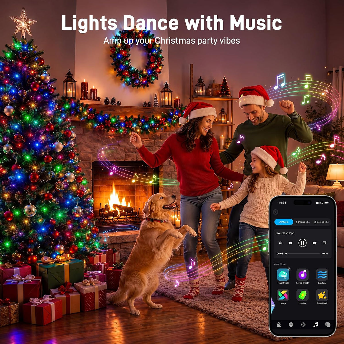 Ollny Luces de Navidad inteligentes, 197FT 600 LED RGBW luz cambian...