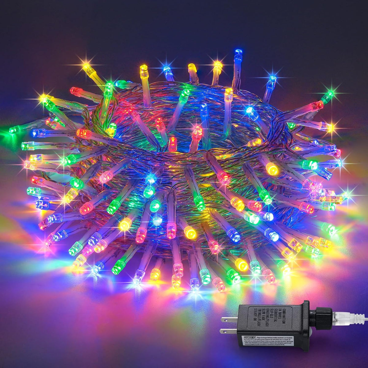 JMEXSUSS 300 luces LED multicolor para árbol de Navidad, cable tran...