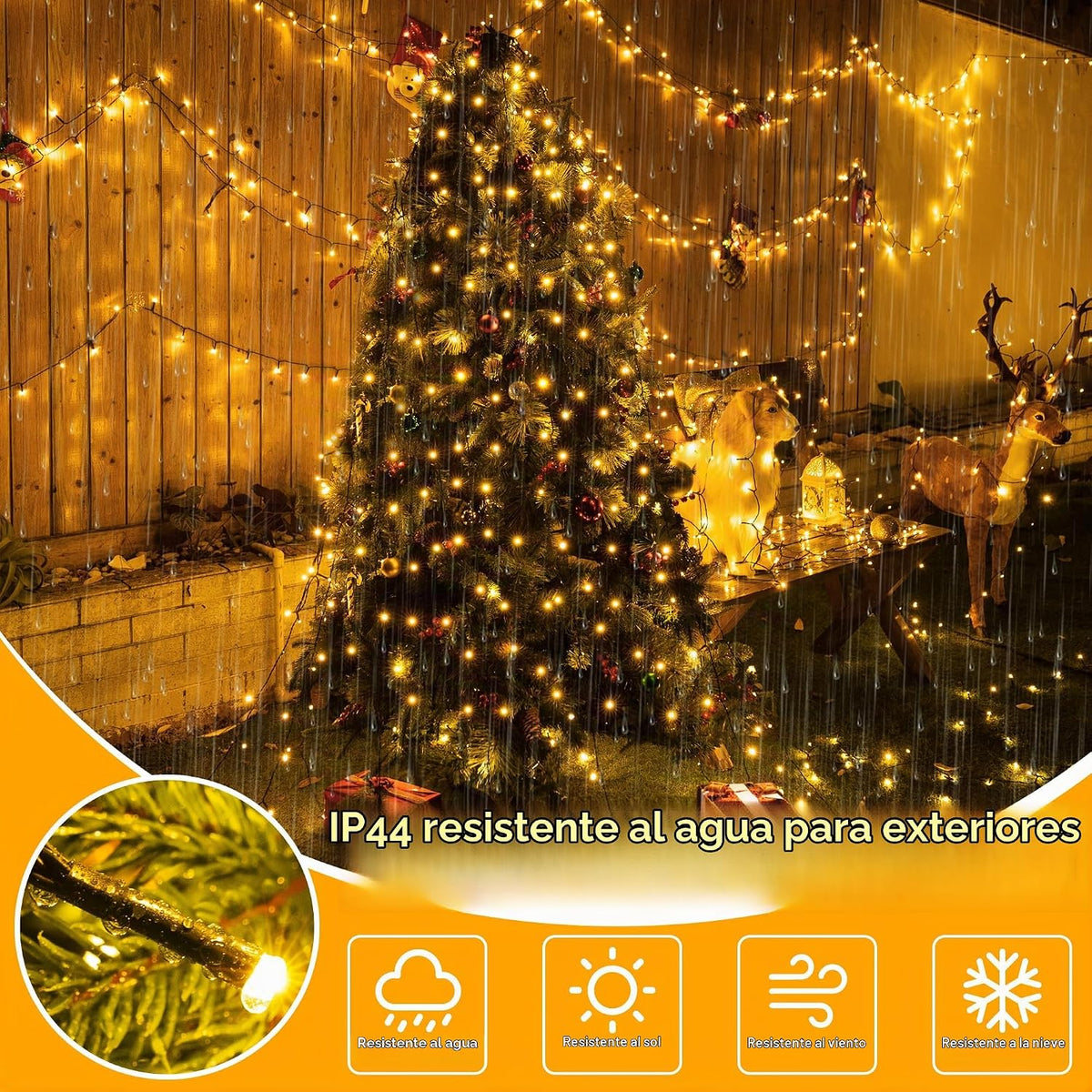 Ollny - Luces para árbol de Navidad, 400 LED, 8.2 pies x 16 cuerdas...