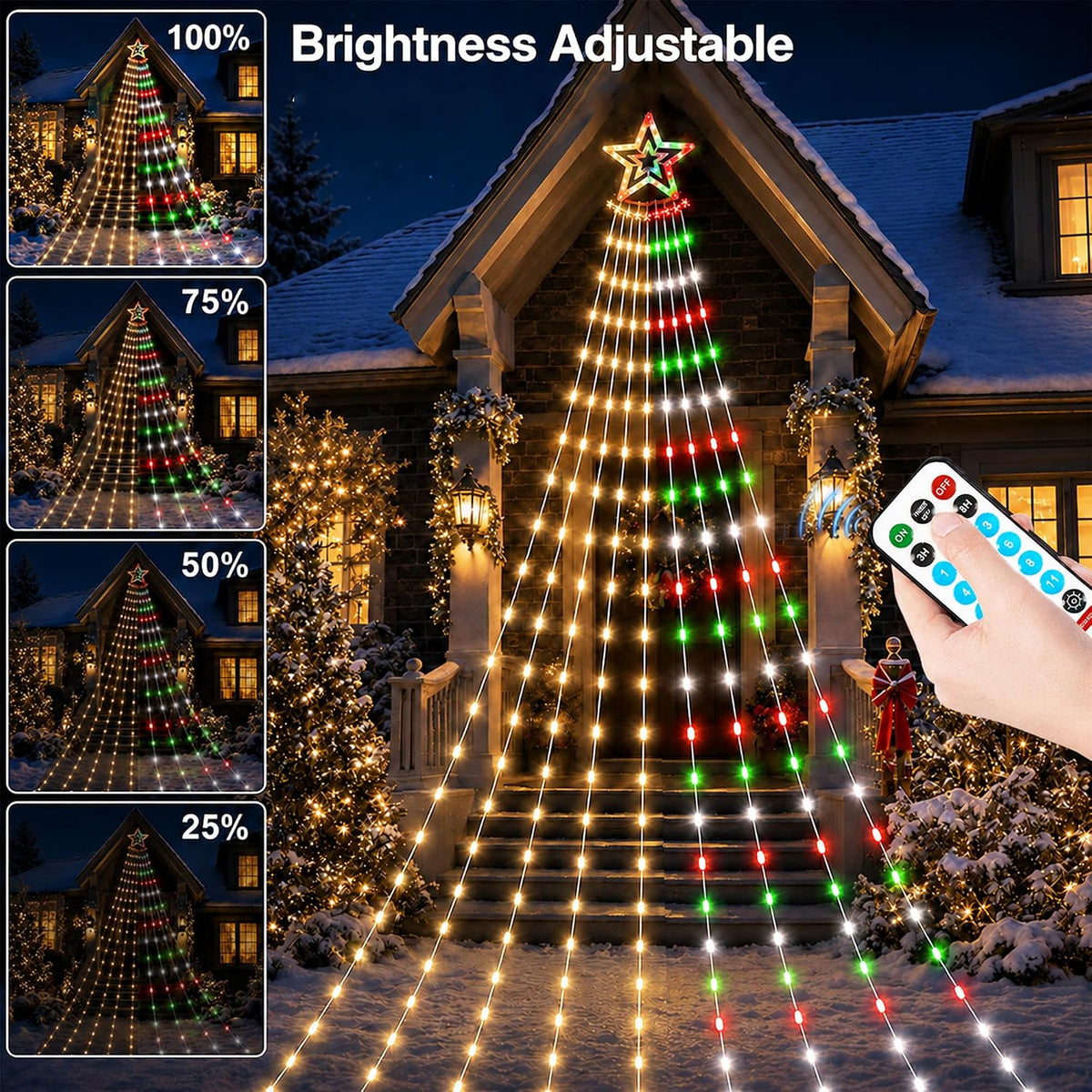 JORETLE Guirnalda de luces solares de Navidad para exteriores | 350...