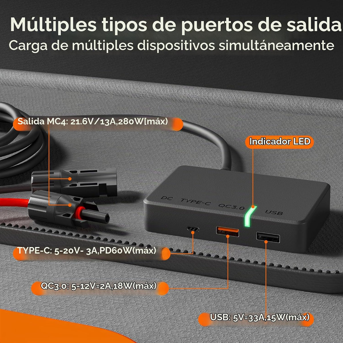 Panel solar portátil de 280W, impermeable HPBC IP65 para RV al aire...