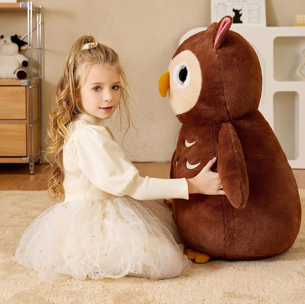 EARTHSOUND Peluche Gigante de Búho de Felpa, 23 Pulgadas de Tamaño...