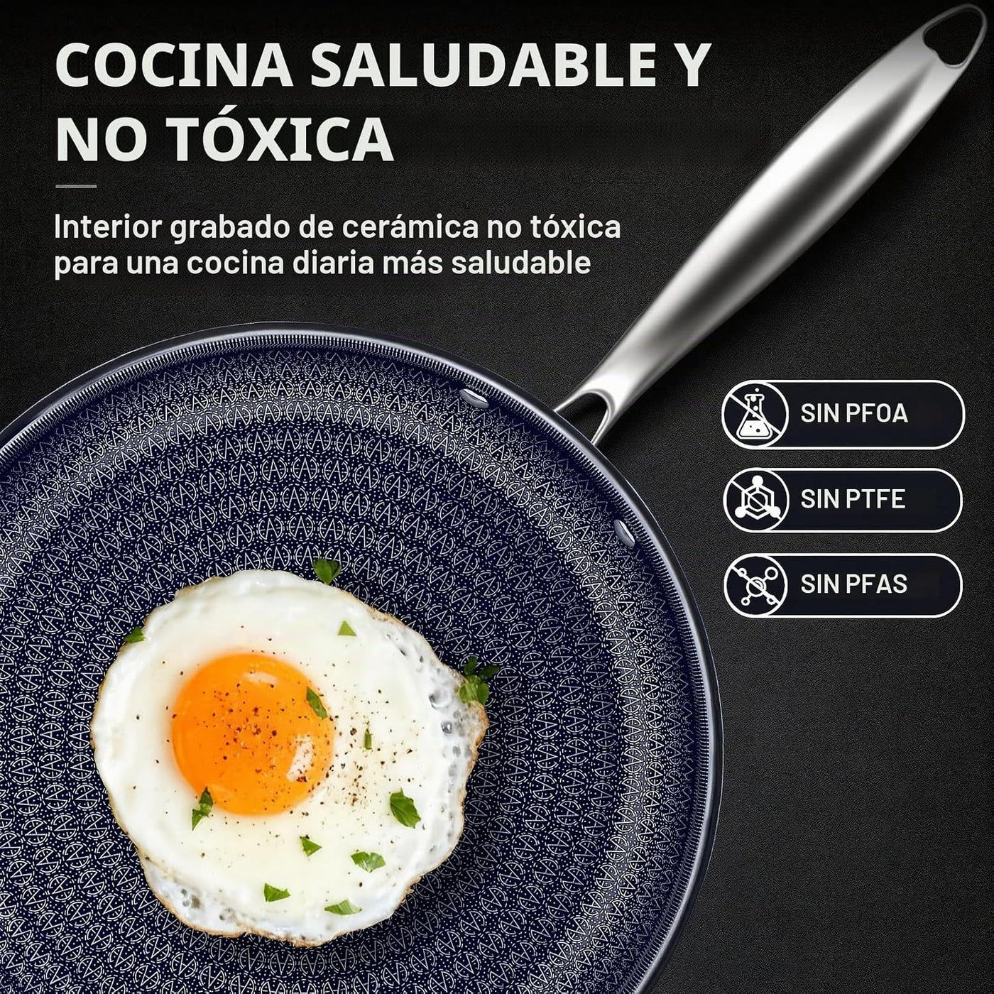 Ammeloo Juego de sartenes híbridas de acero inoxidable de tres capa...