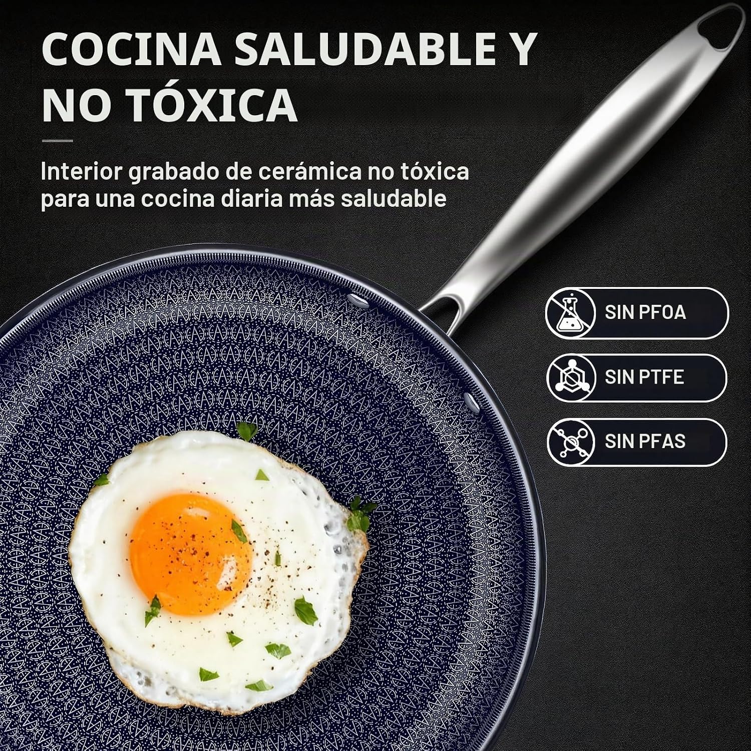 Ammeloo Juego de sartenes híbridas de acero inoxidable de tres capa...