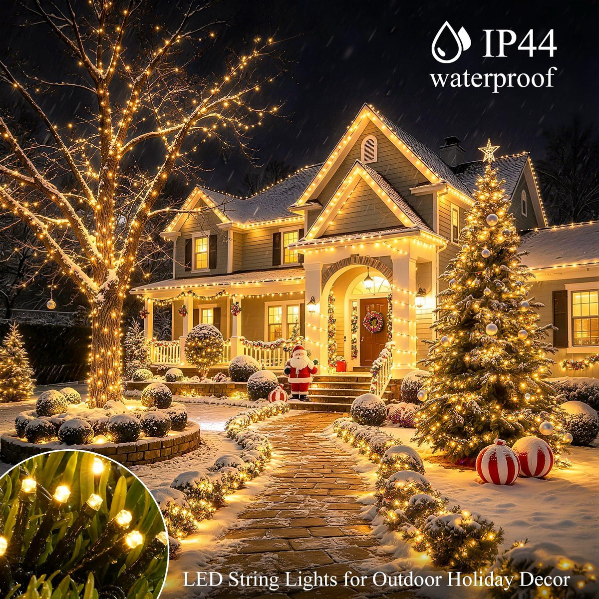 JMEXSUSS 250 luces LED de Navidad para exteriores, cadena de luces...