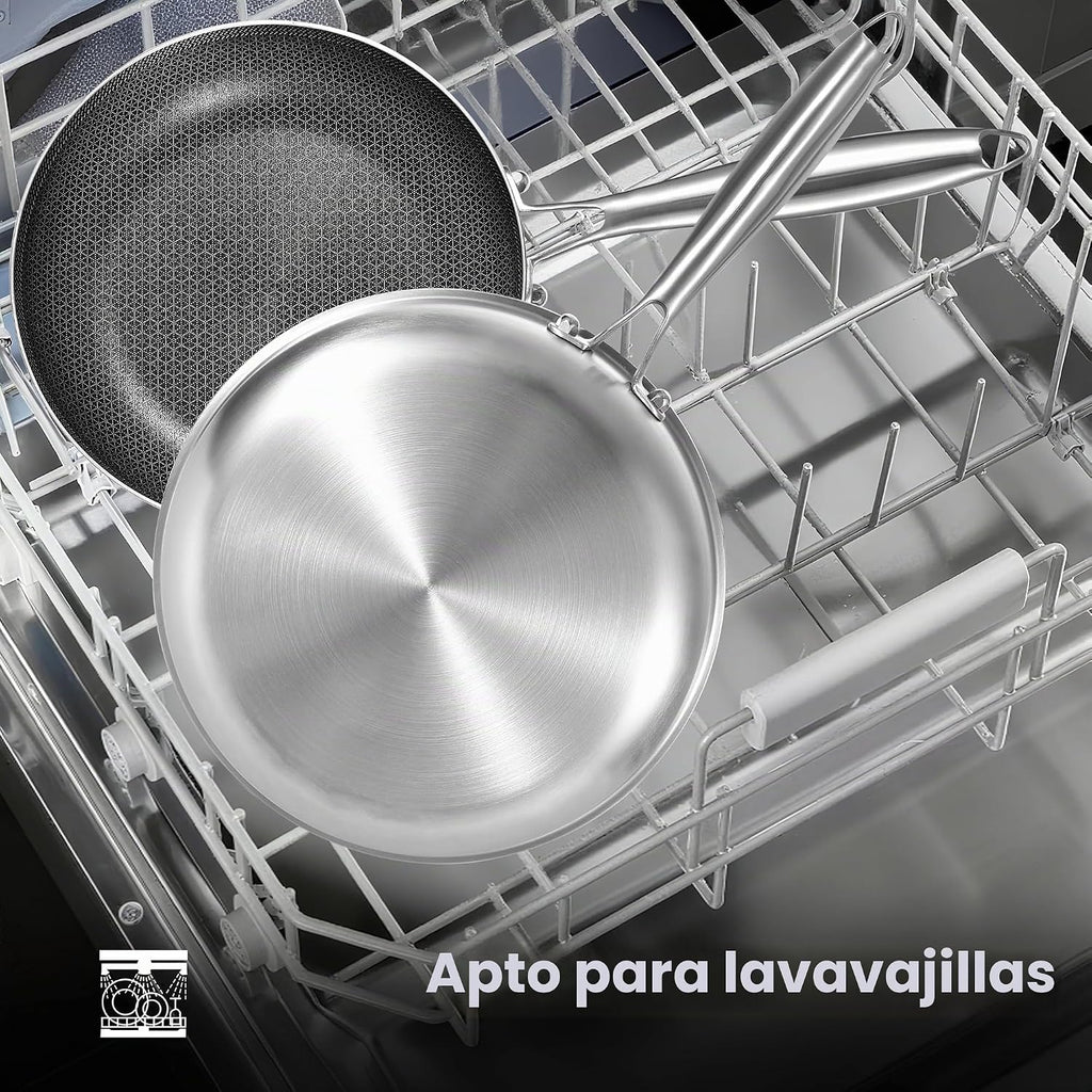 LOLYKITCH 6 QT Sartén para saltear de acero inoxidable de tres capa...