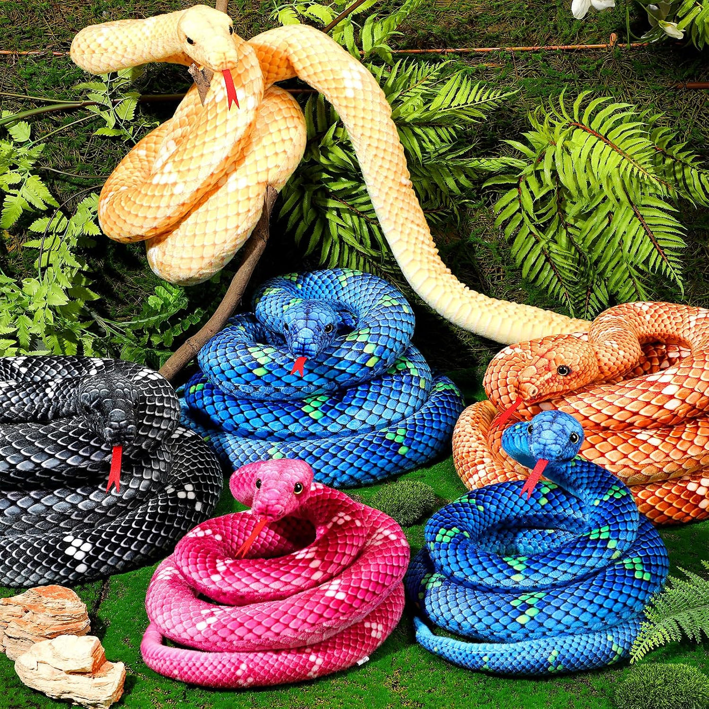 Hiboom Peluche de serpiente gigante de 110 pulgadas, animal de pelu...