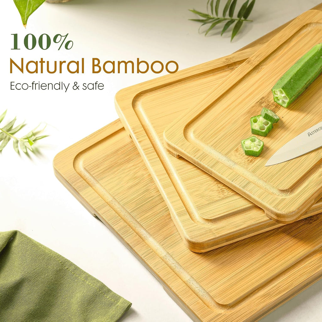 Astercook Nature - Tablas de cortar de bambú para cocina con soport...