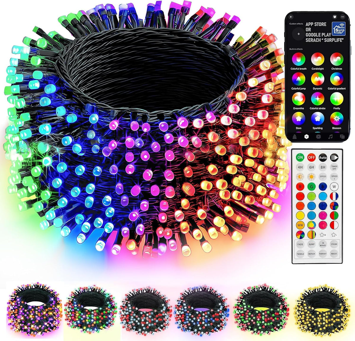 Dazzle Bright Guirnalda de luces inteligentes de Navidad, 98 pies,...