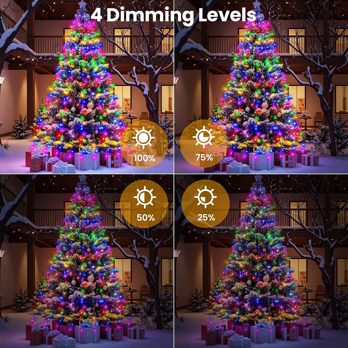 Mlambert Luces de árbol de Navidad, 9.5 pies, 16 líneas, tira de lu...