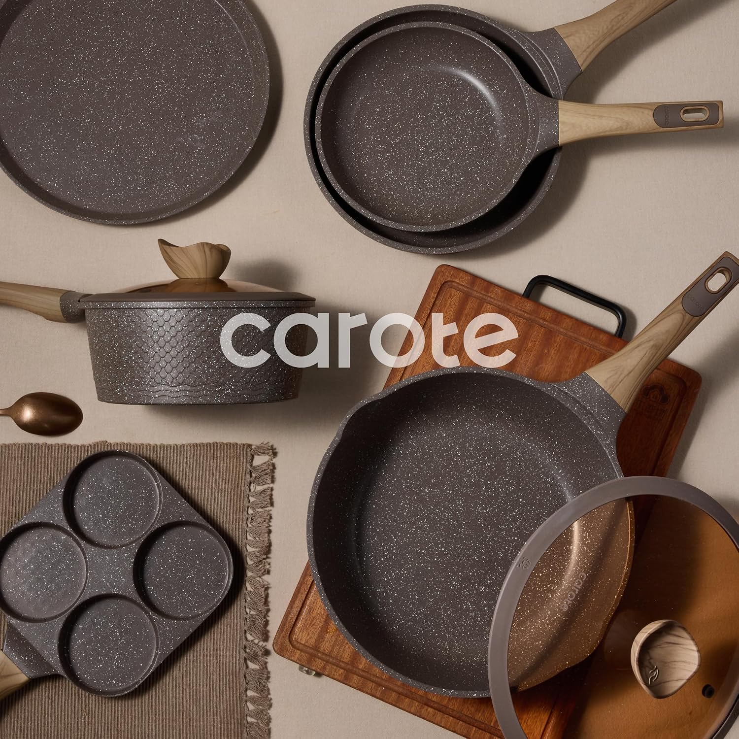 CAROTE Juego de ollas y sartenes de 31 piezas, juegos de utensilios...