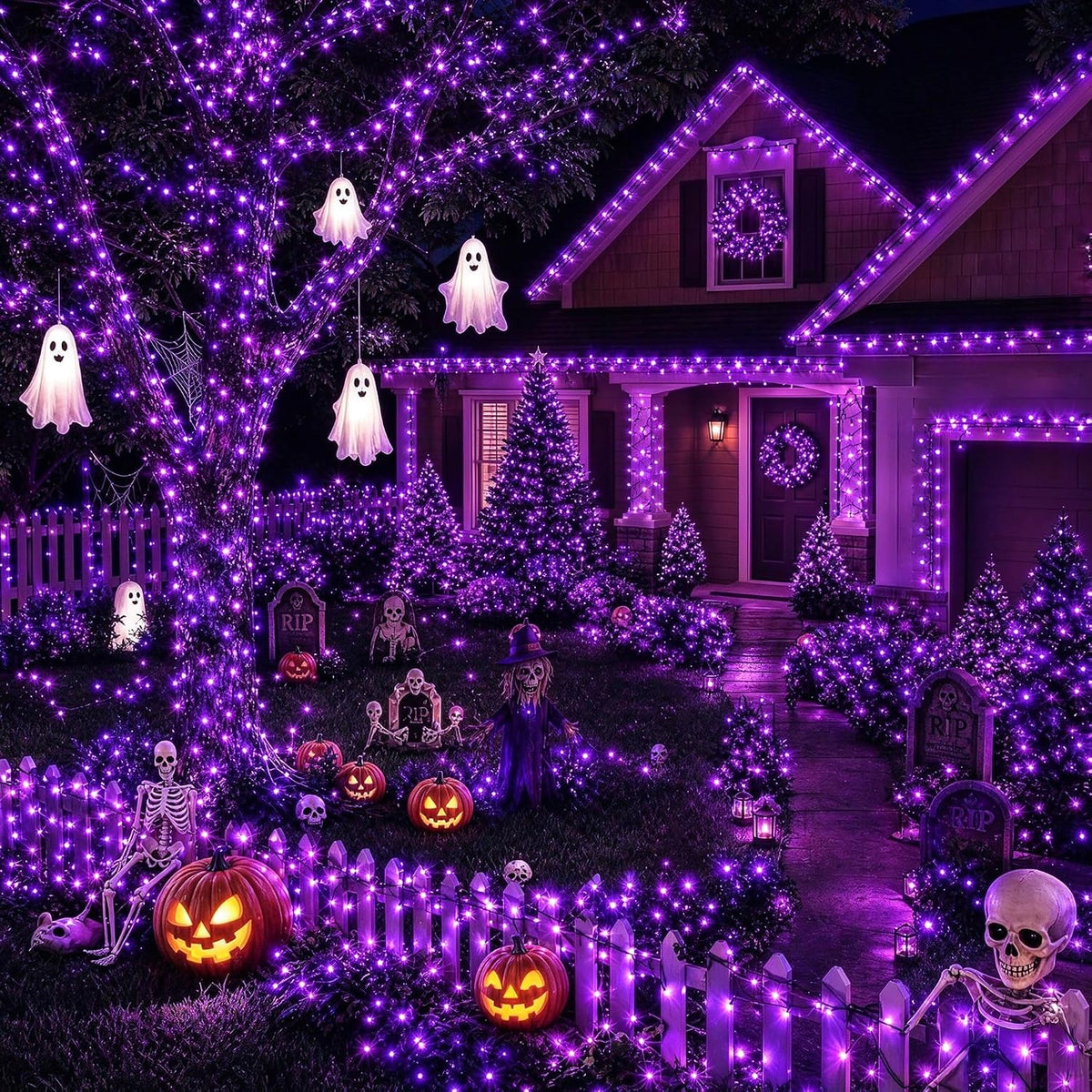 TW SHINE Luces de Halloween, 400 LED de 132 pies de luces de Hallow...