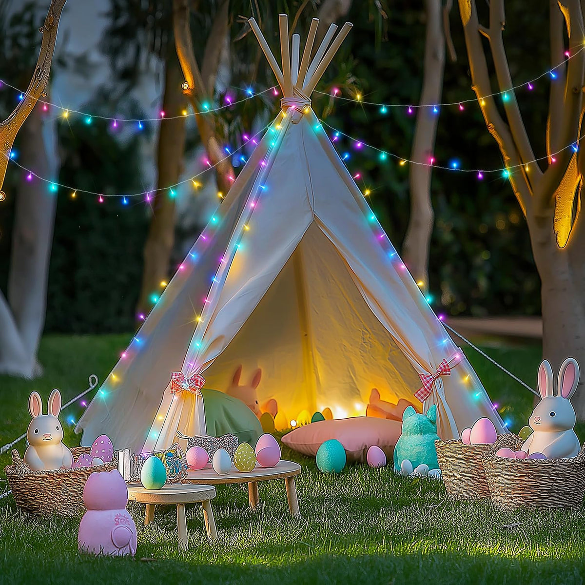 JMEXSUSS 200 luces LED de Pascua al aire libre e interior para deco...