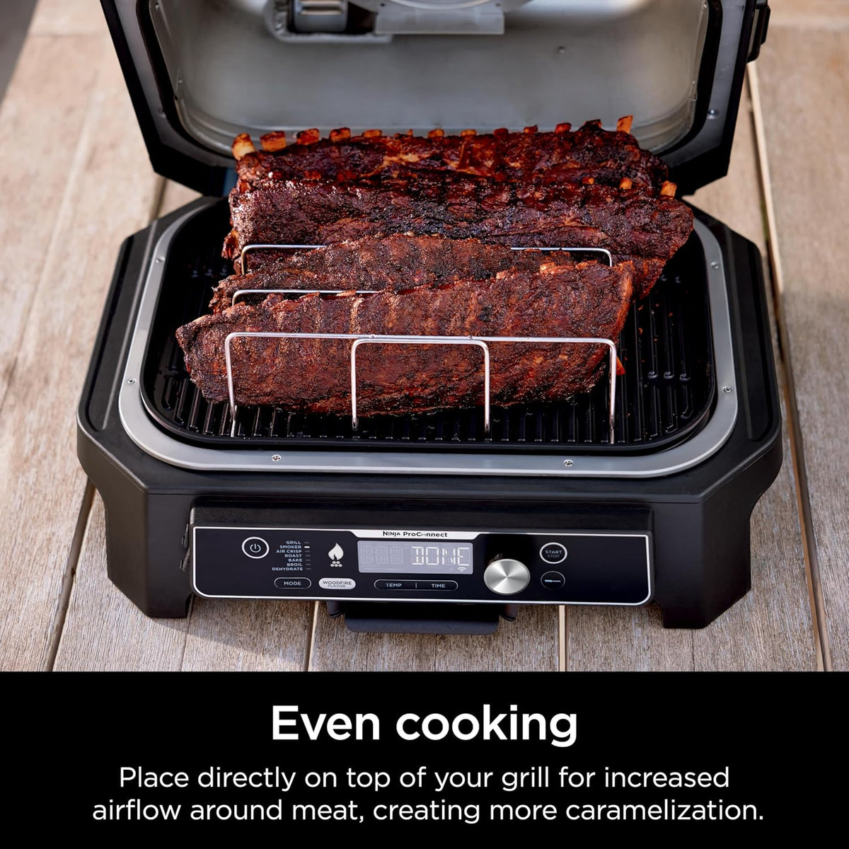 Ninja XL Woodfire - Parrilla, ahumador y costillas para exteriores
