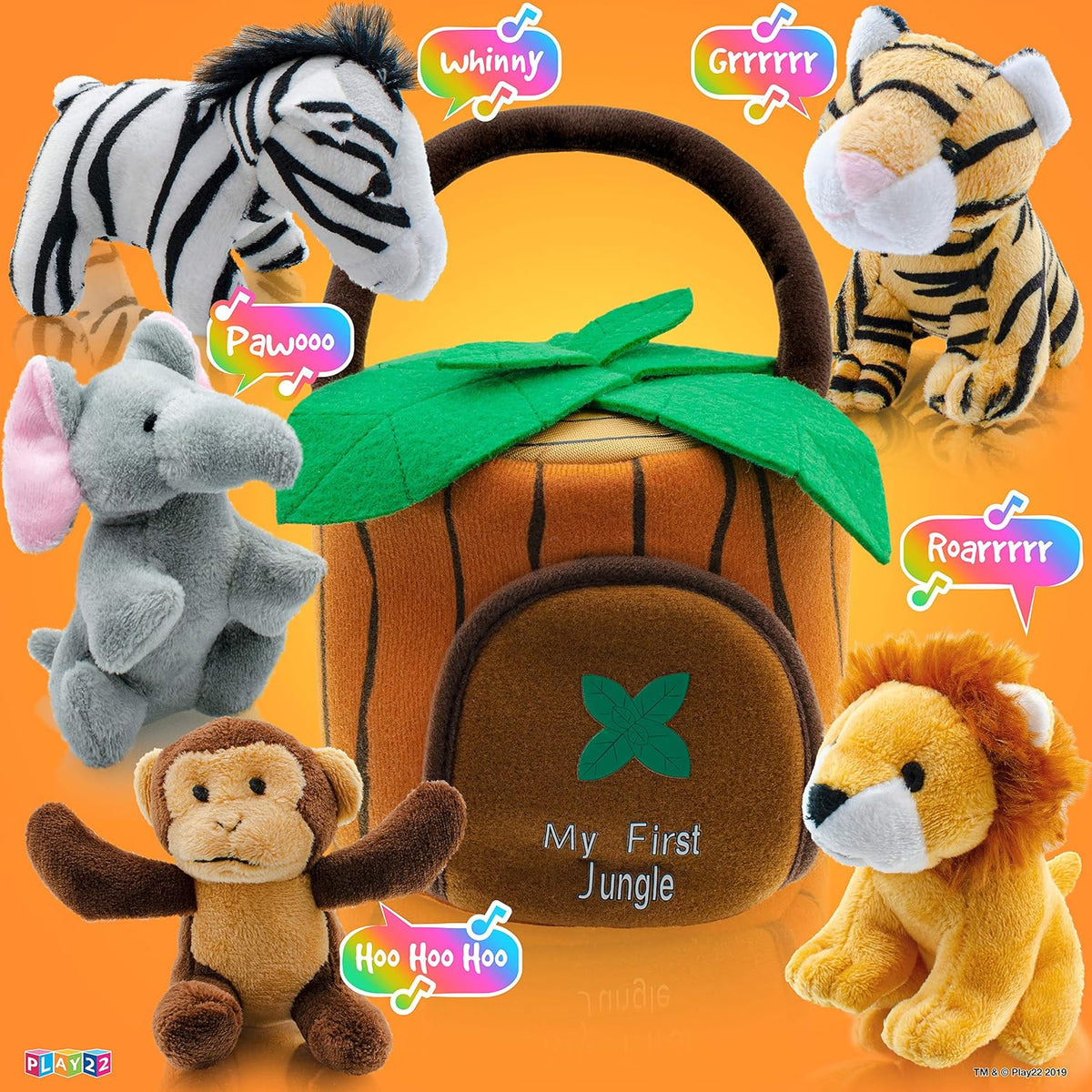 Play22 Juego de 6 piezas de animales de la selva parlantes de felpa...
