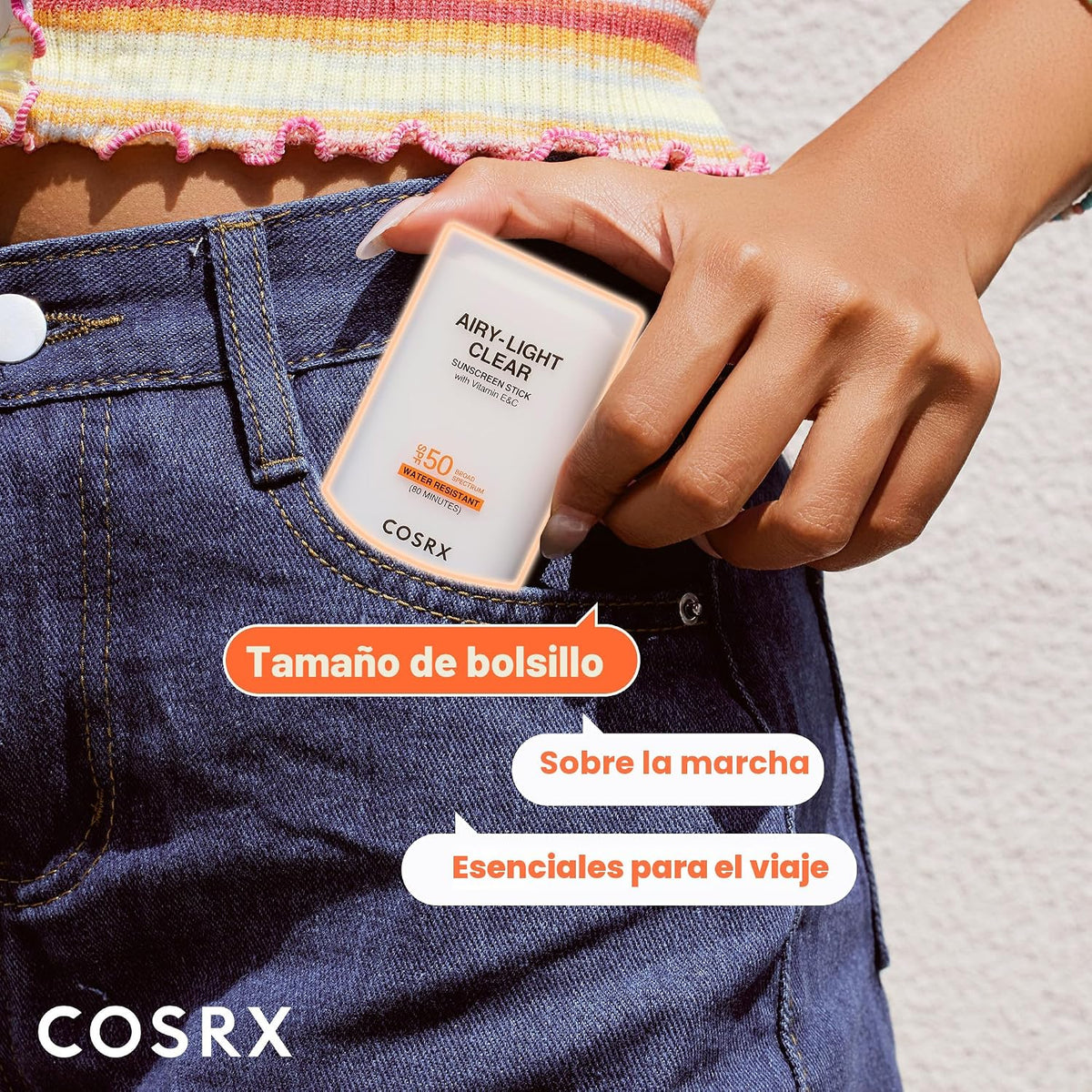COSRX Airy-Light Clear protector solar en barra con vitamina E y C,...