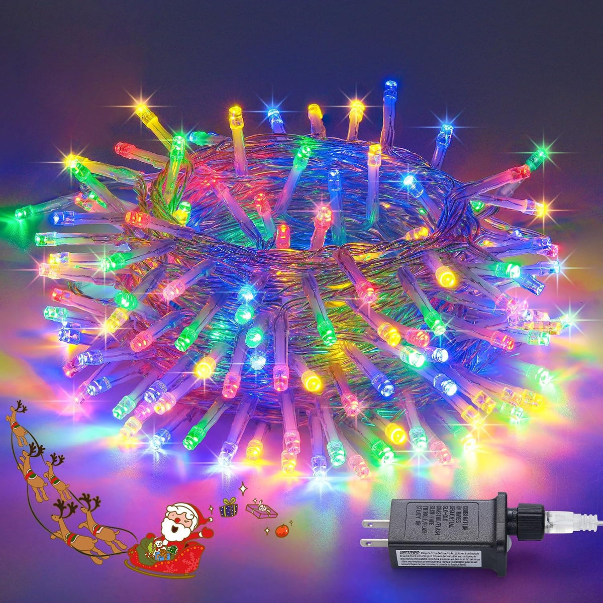 JMEXSUSS 200 luces LED multicolor para árbol de Navidad, alambre tr...