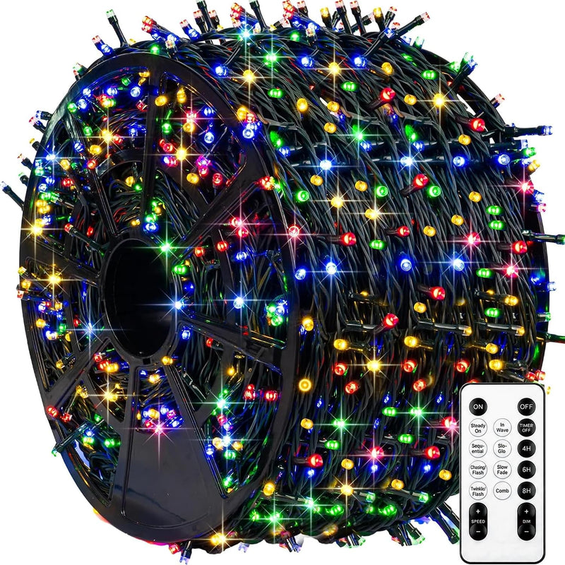 TW SHINE 1000 Luces LED de Navidad, 328 Pies Luces de Árbol de Navi...