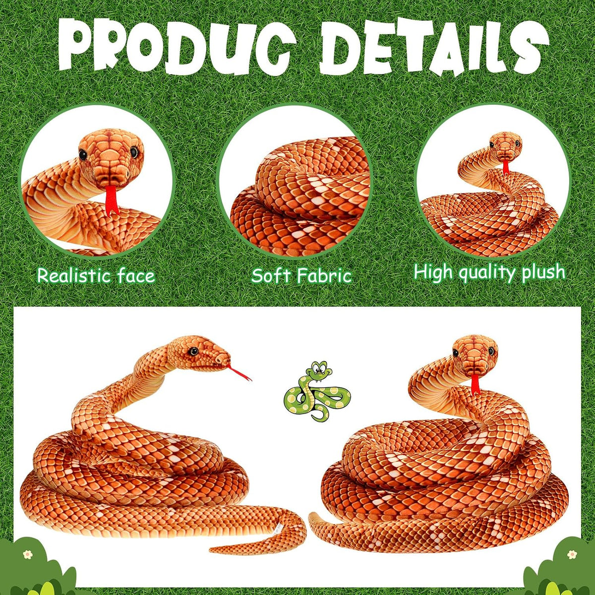 Hiboom Peluche de serpiente gigante de 110 pulgadas, animal de pelu...