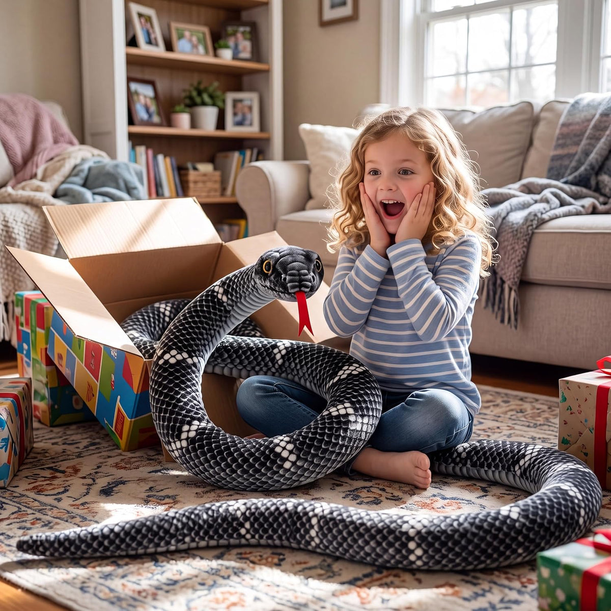 Hiboom Peluche de serpiente gigante de 71 pulgadas, juguete de boa...