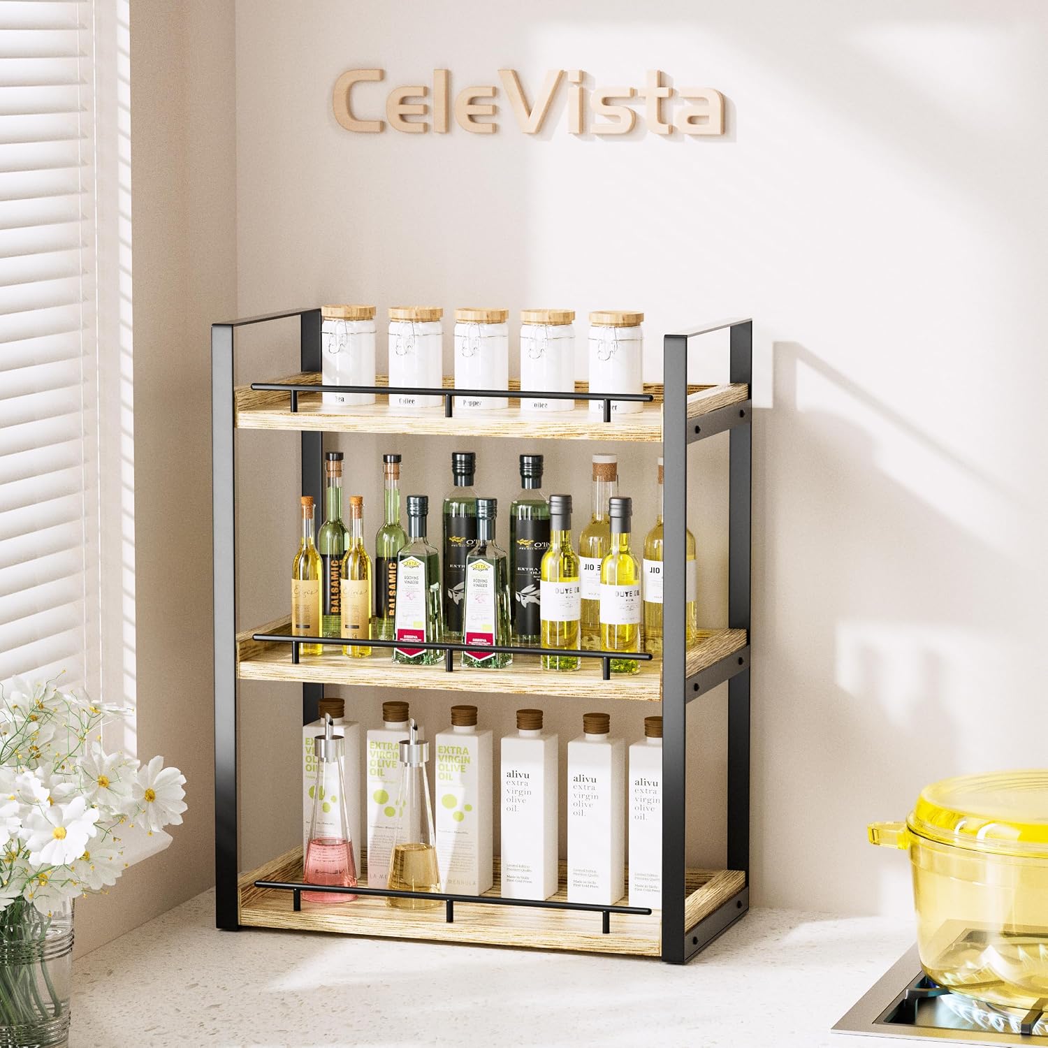 CeleVista Organizador de encimera de baño, estante de encimera de m...