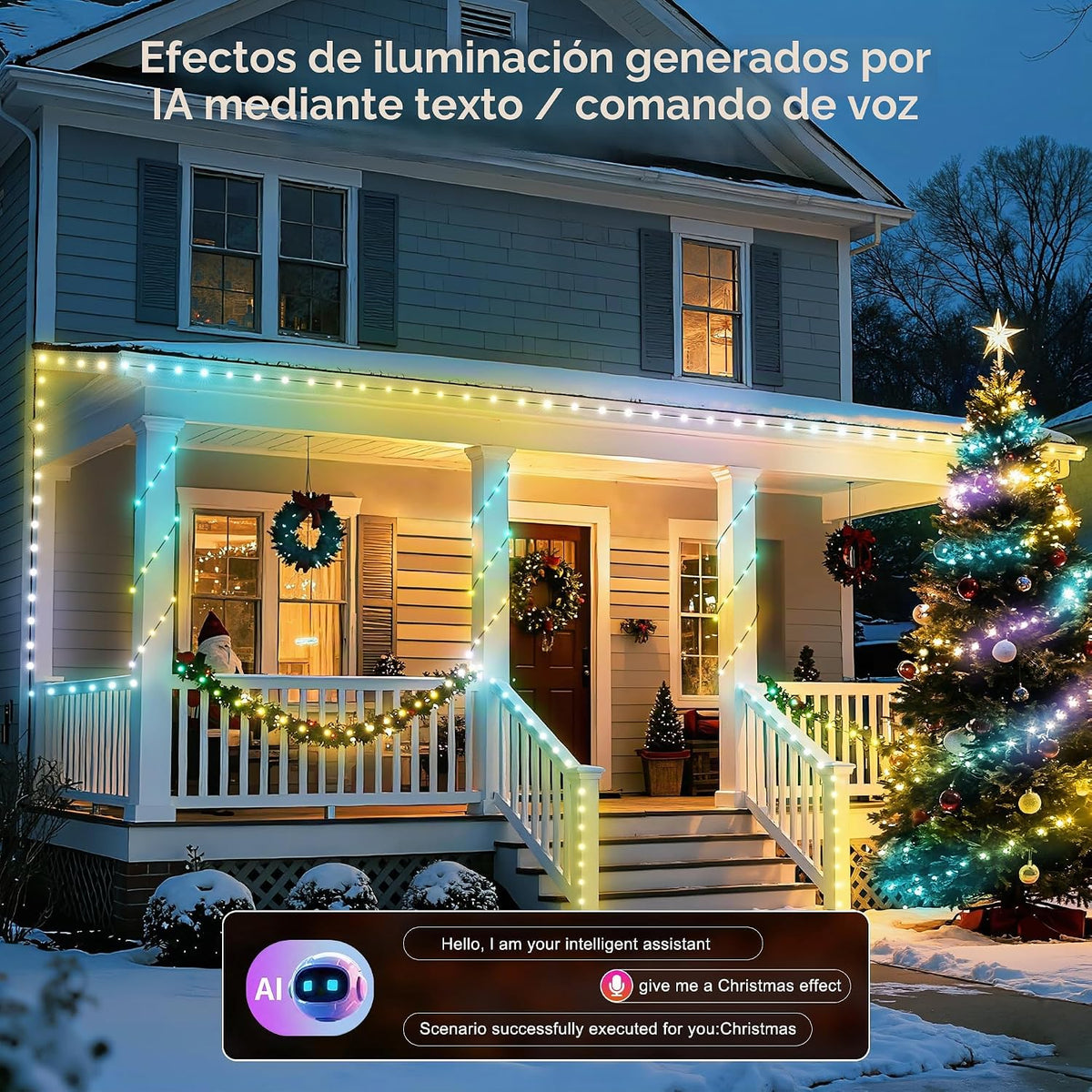 Ollny Luces de Navidad inteligentes de 66 pies, 200 LED, aplicación...