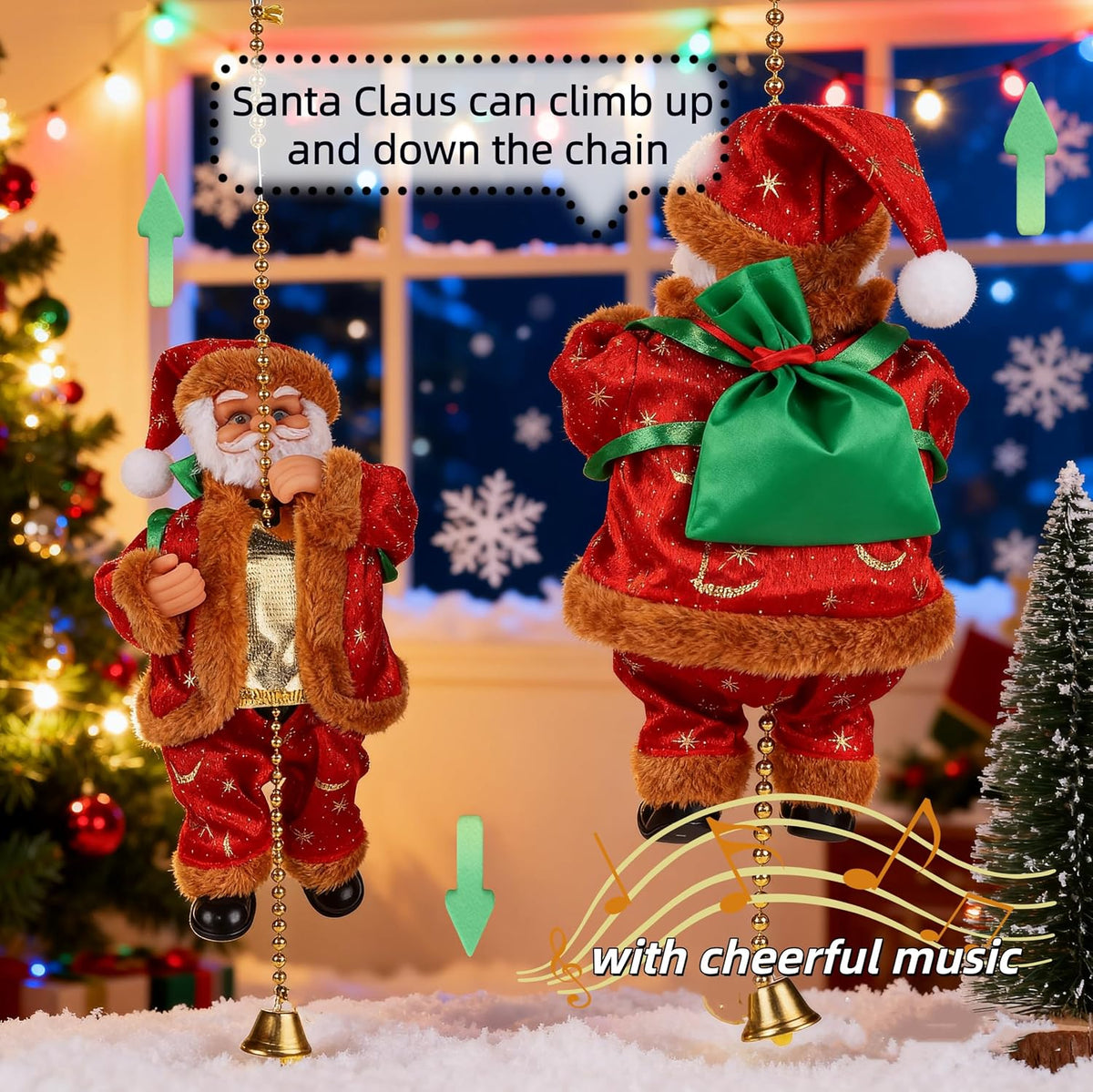 Colgante de árbol de Navidad eléctrico con diseño musical de Sanda...