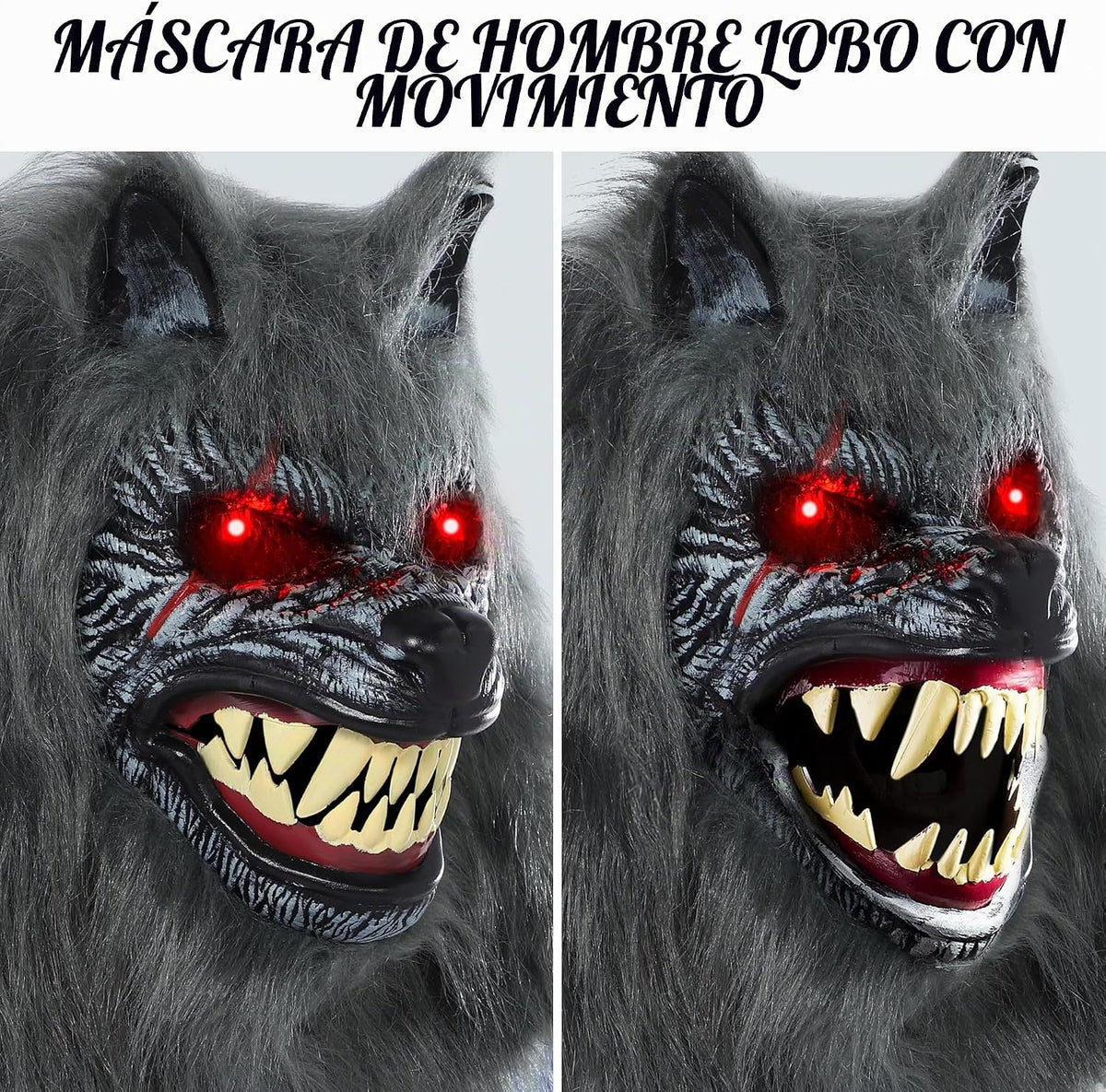 Spooktacular Creations Máscara LED de hombre lobo de Halloween con...