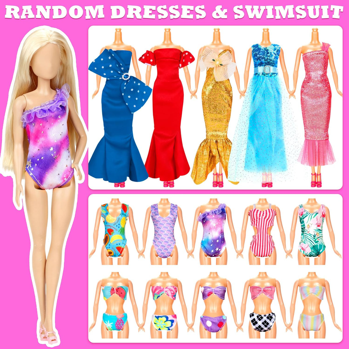 138 piezas de ropa y accesorios para muñecas, 5 vestidos de boda, 9...