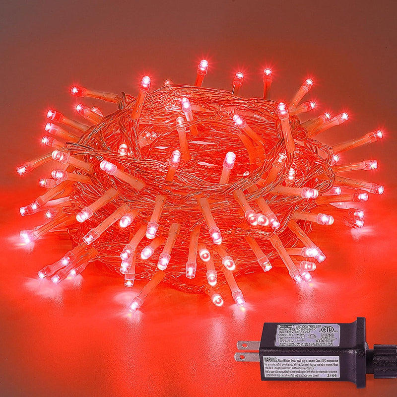 Pellimo 100 luces LED rojas de Navidad, 33 pies enchufables en cade...