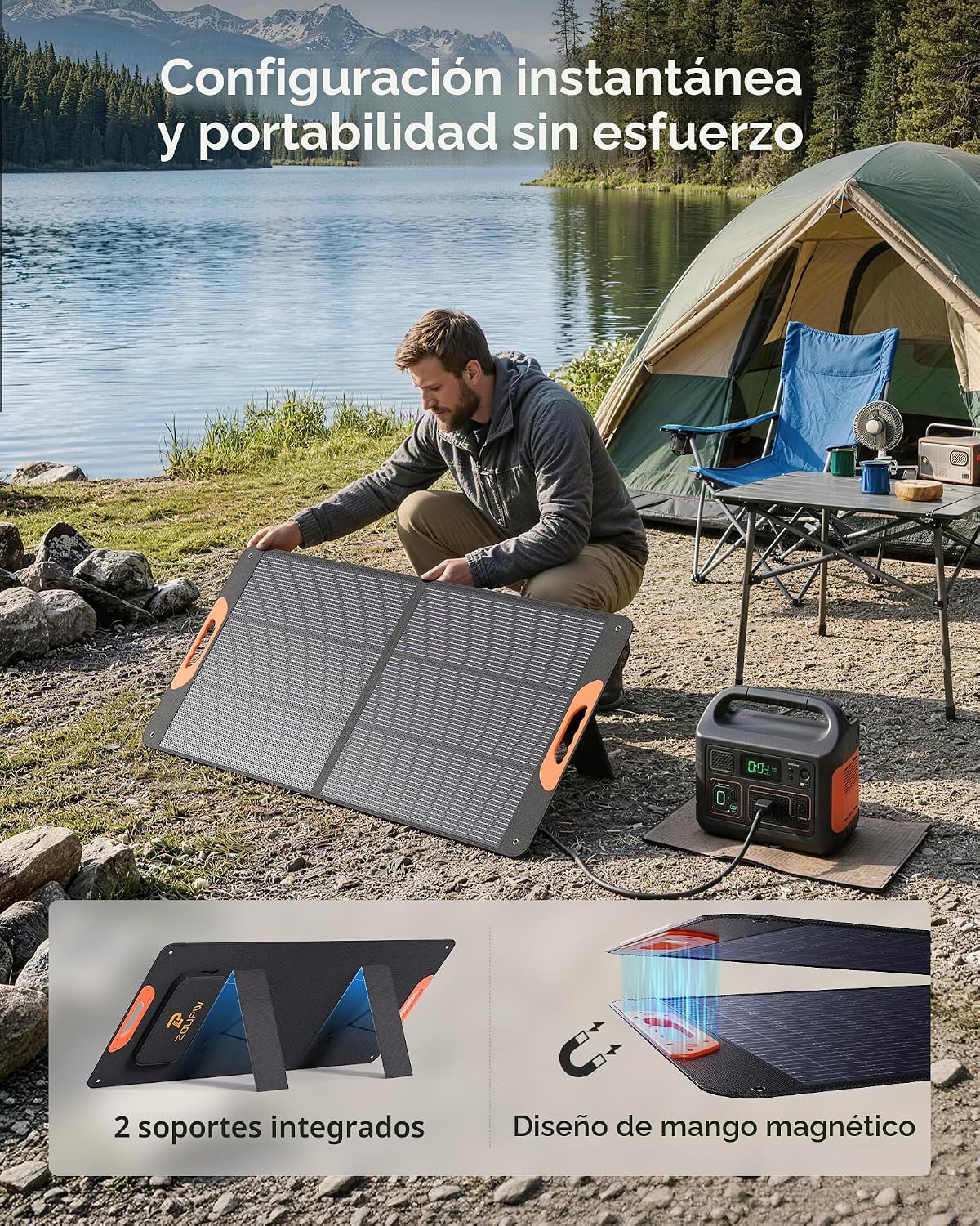 ZOUPW Panel solar portátil de 110 vatios para central eléctrica | P...