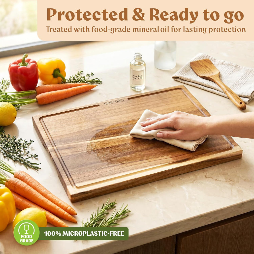 EDELHAUS Tablas de cortar de madera de acacia para cocina, juego de...