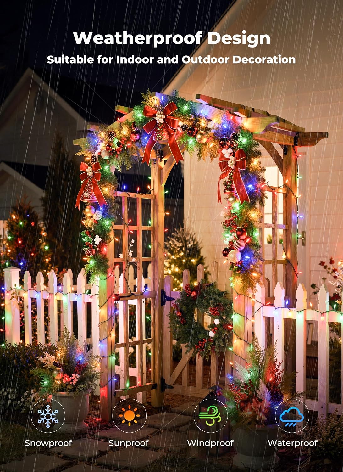 Brightown Tira de luces LED de Navidad, 43.1 pies, 100 luces LED, m...
