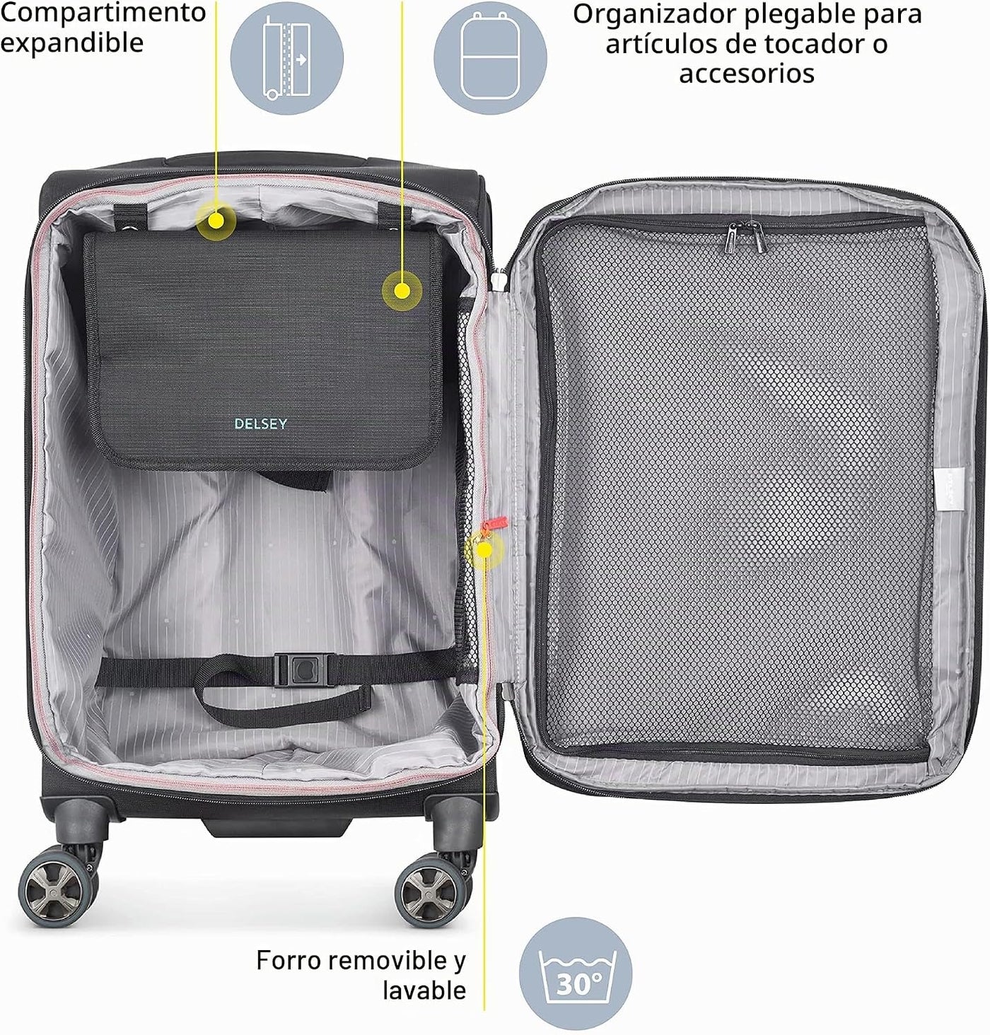 DELSEY PARIS Helium DLX Softside - Maleta expandible con ruedas gir...