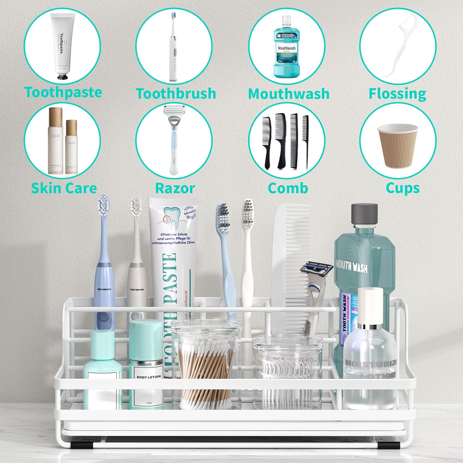 Portacepillos de dientes HapiRm para baño - Organizador de mostrado...