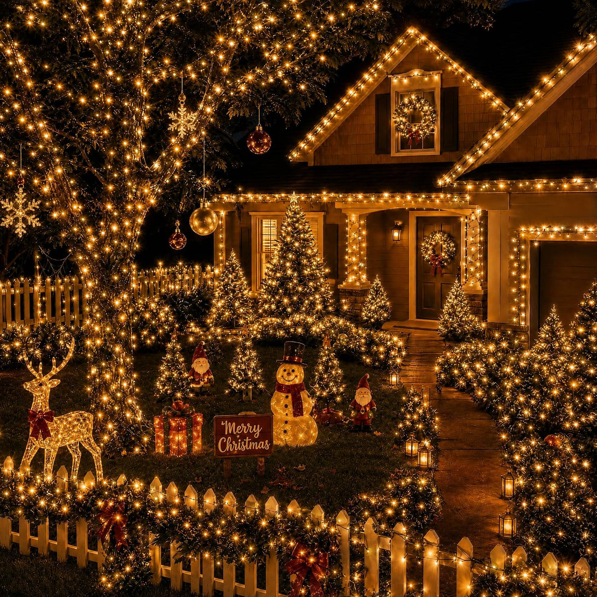 TW SHINE Luces de Navidad de color blanco cálido, total de 400 LED...