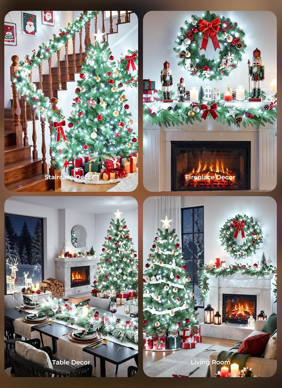 Brightown Luces de Navidad enchufables, 200 luces LED de Navidad bl...