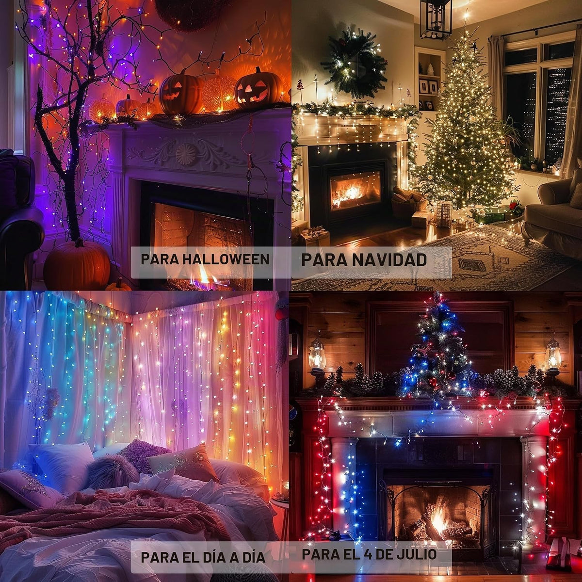 Dazzle Bright 66FT 200 LED Smart Color que cambia las luces navideñ...