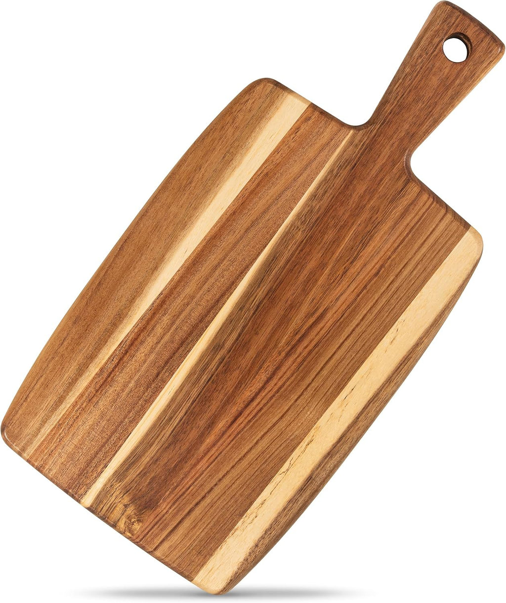 Tabla de cortar de madera de acacia y tabla de cortar con mango par...