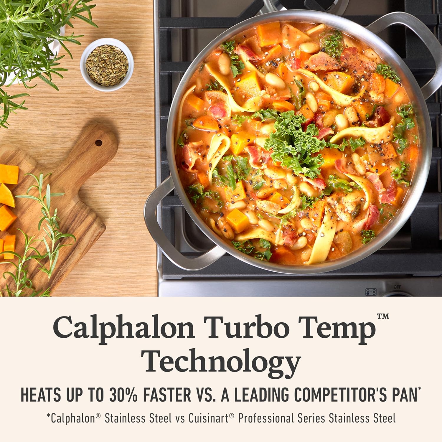 Calphalon Juego de utensilios de cocina de acero inoxidable cepilla...
