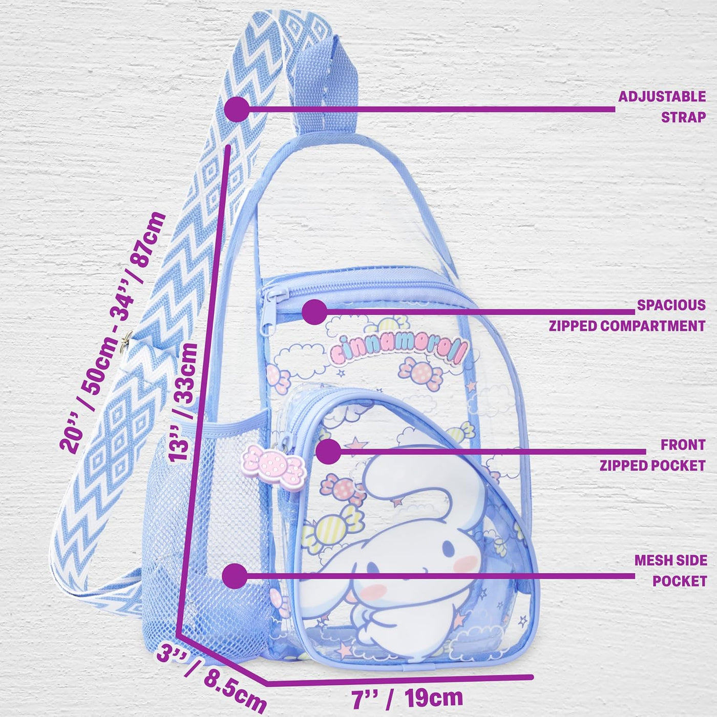 Get Trend Hello Kitty | Kuromi | Cinnamoroll - Bolso cruzado transp...