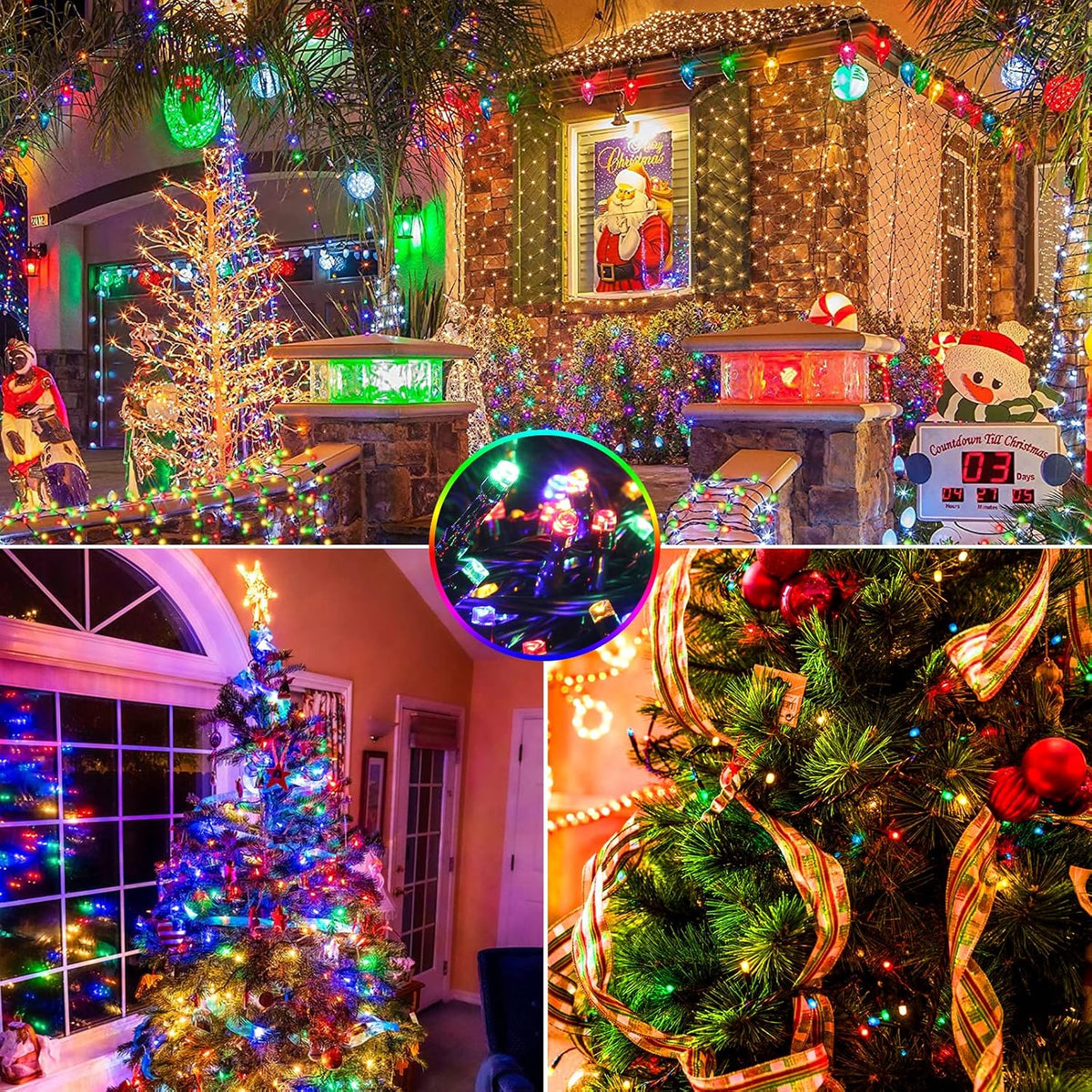 VTECHOLOGY 500 LED Multicolor Luces de Navidad Árbol de Navidad Luz...