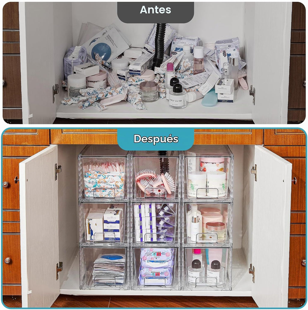 Vtopmart - Paquete de 6 cajones de almacenamiento apilables grandes...