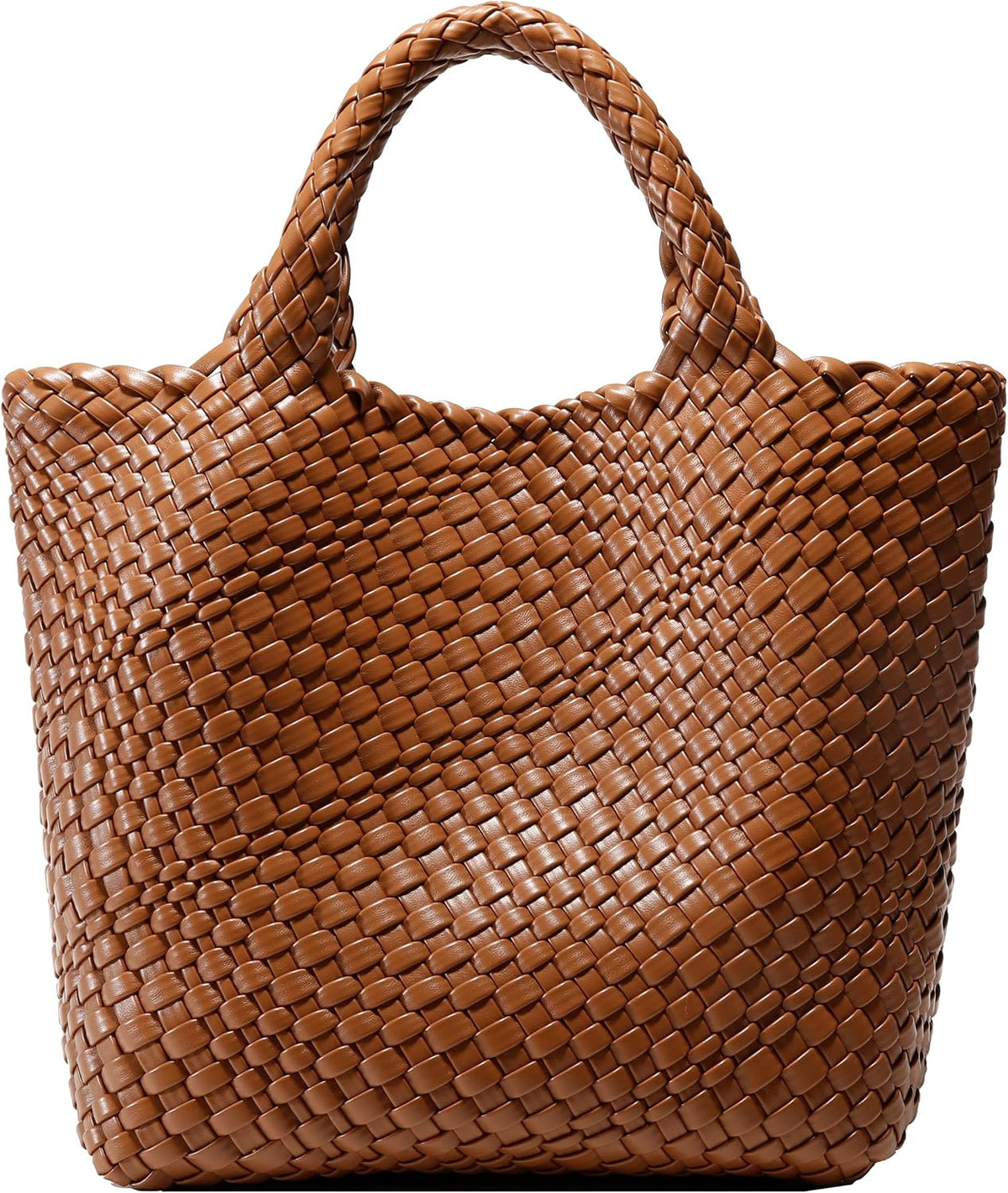 Bolso tejido para mujer, bolso tote de cuero vegano grande para ver...