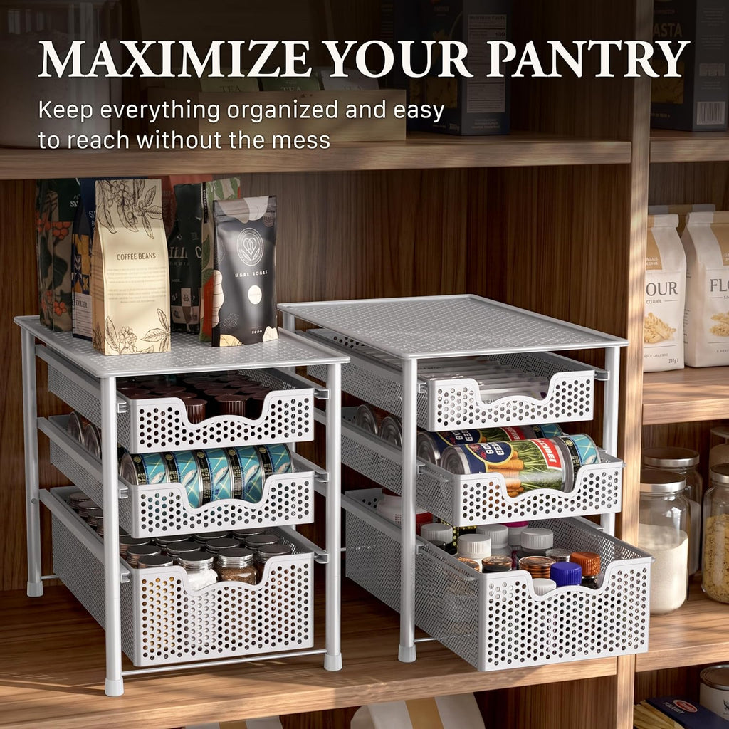 Simple Houseware - Cajón organizador apilable de 3 niveles, color b...