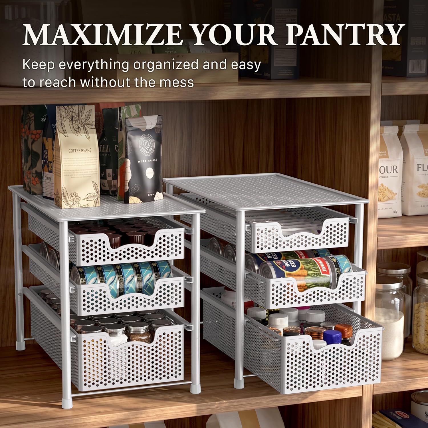 Simple Houseware - Cajón organizador apilable de 3 niveles, color b...