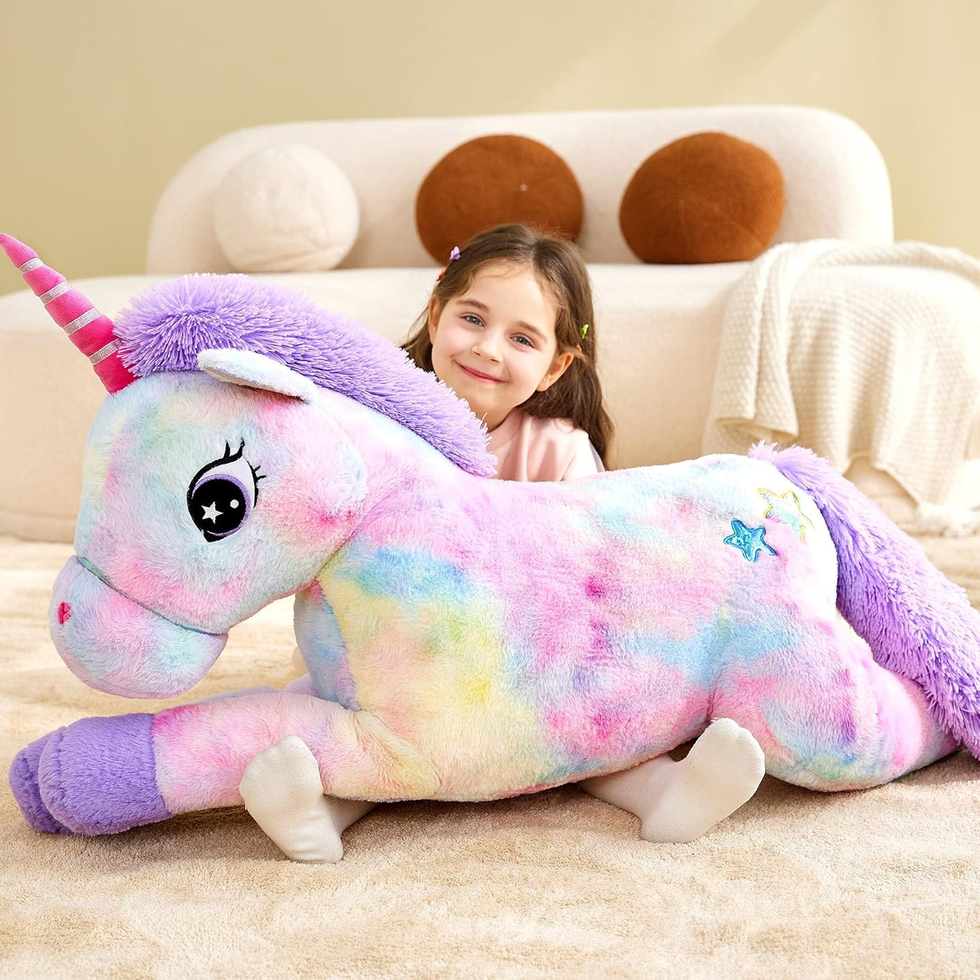 IKASA Peluche de unicornio gigante de 43 pulgadas, súper suave, sin...